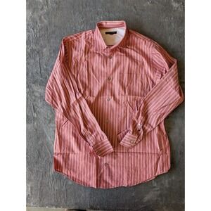 Banana Republic Mens Striped Button Down Shirt Red Blue White Long Sleeve M